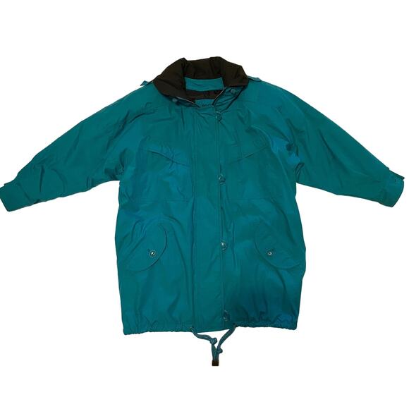 London Fog Coat Jacket Women's Green Hooded Removable Lining M/L - Picture 1 of 8